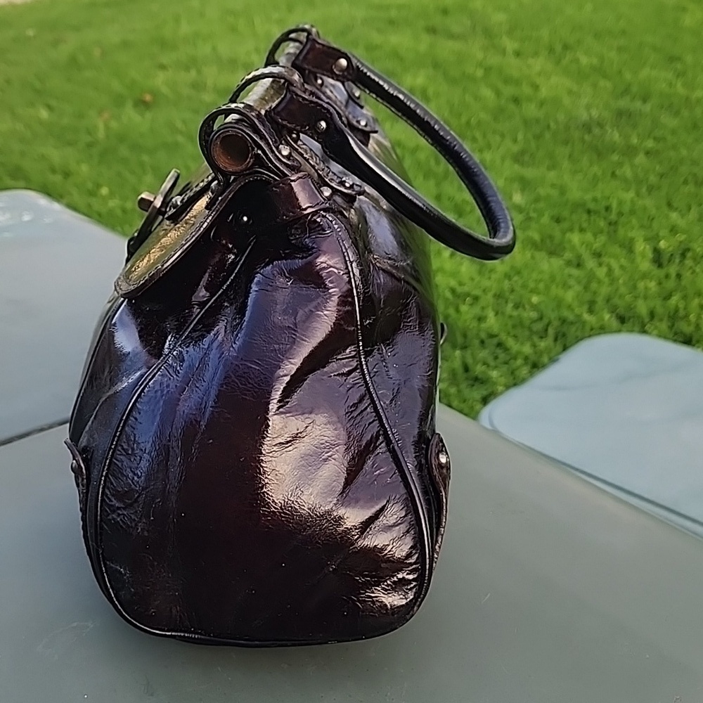 AUTHENTIC RARE FENDI Patent Leather Magic Burgundy Brown Bag - Picture 3 of 16